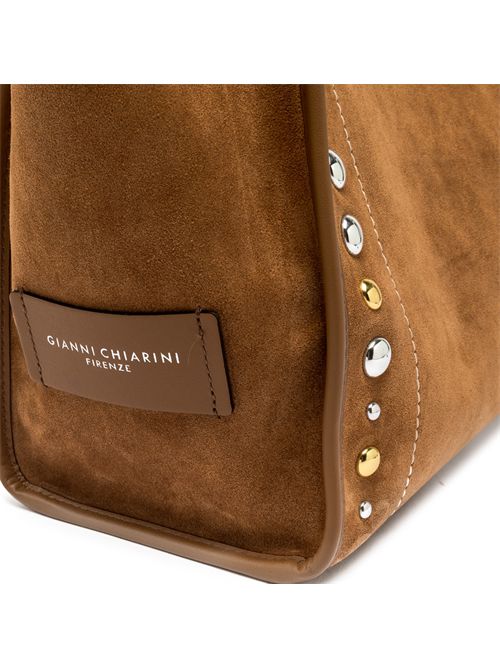 Shopping bag Marcella in suede con borchie GIANNI CHIARINI | BS 12400 TNGRCARAMEL